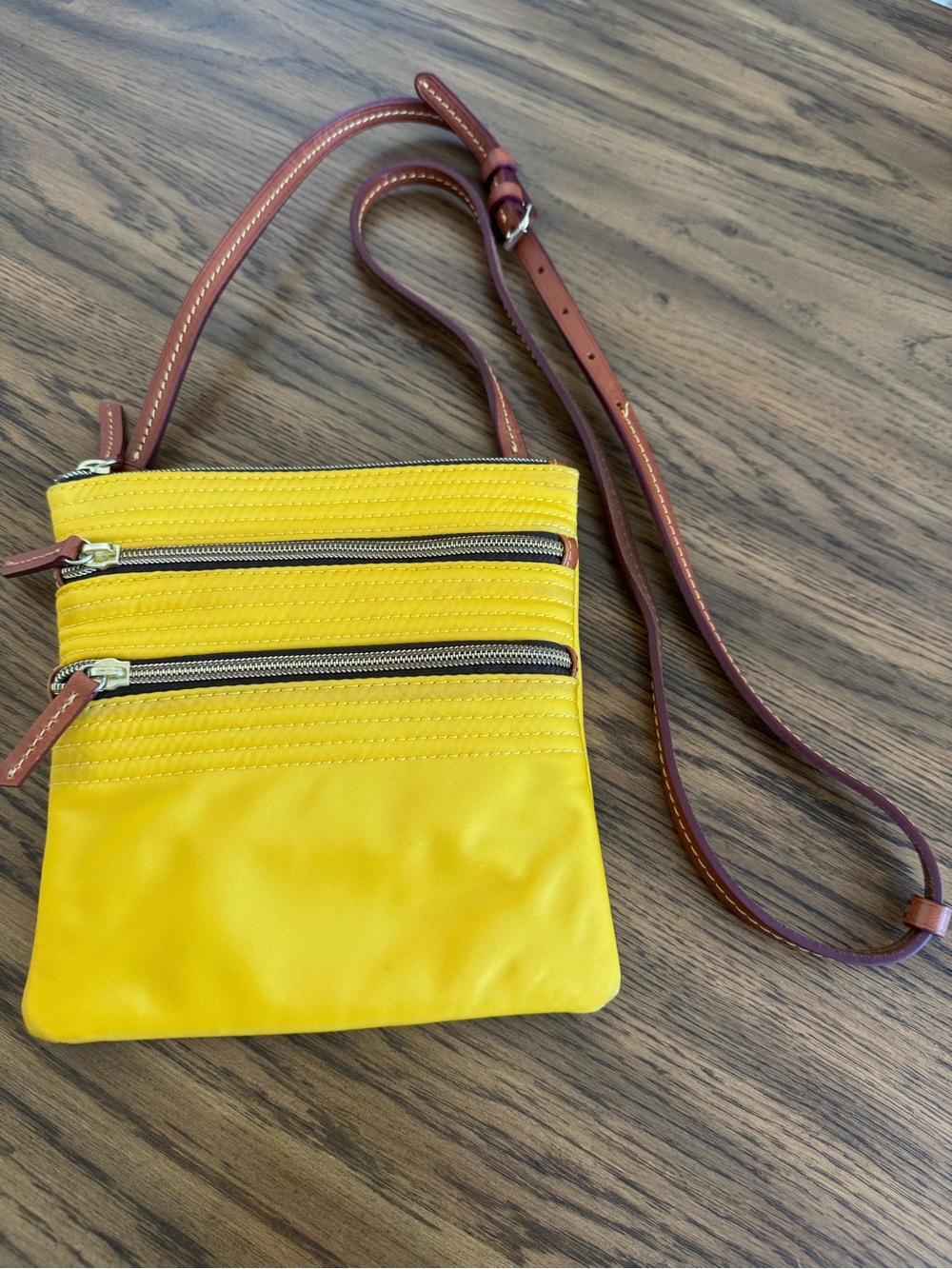 Dooney & Bourke Yellow Crossbody with Brown Strap